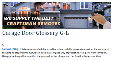 Glossary - Garage Door Repair Union City